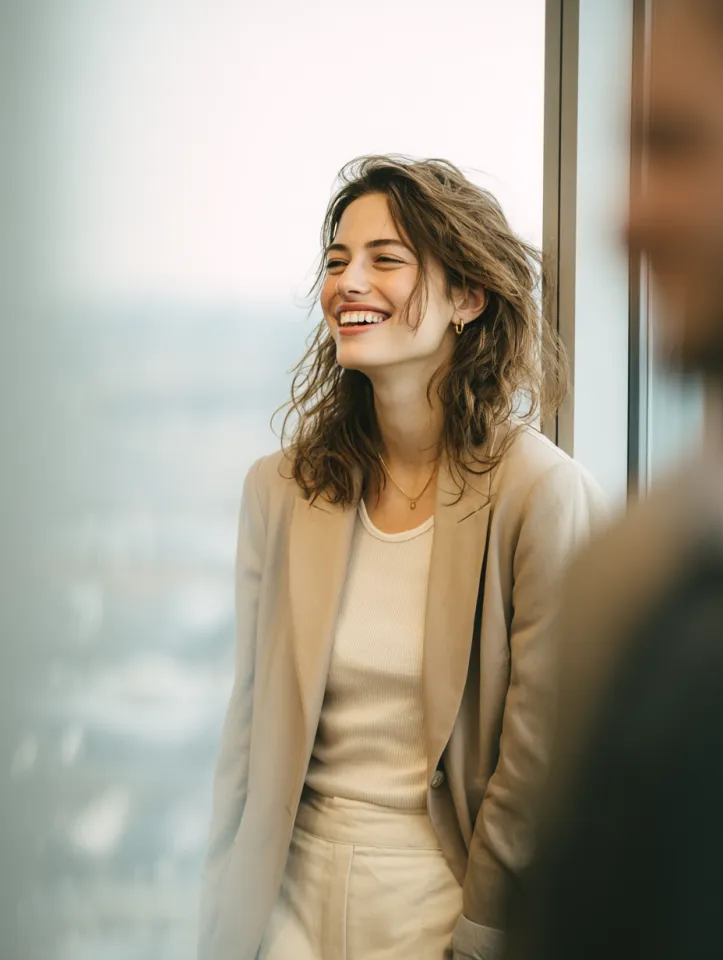 Pessoa sorridente transmitindo motivação